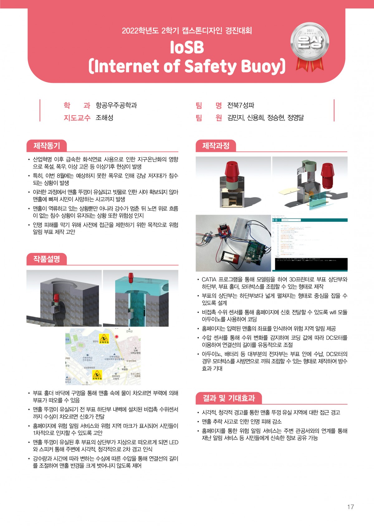 맨홀 뚜껑 유실 시 추락사고 방지를 위한 LED 안전 경고 시스템 설계