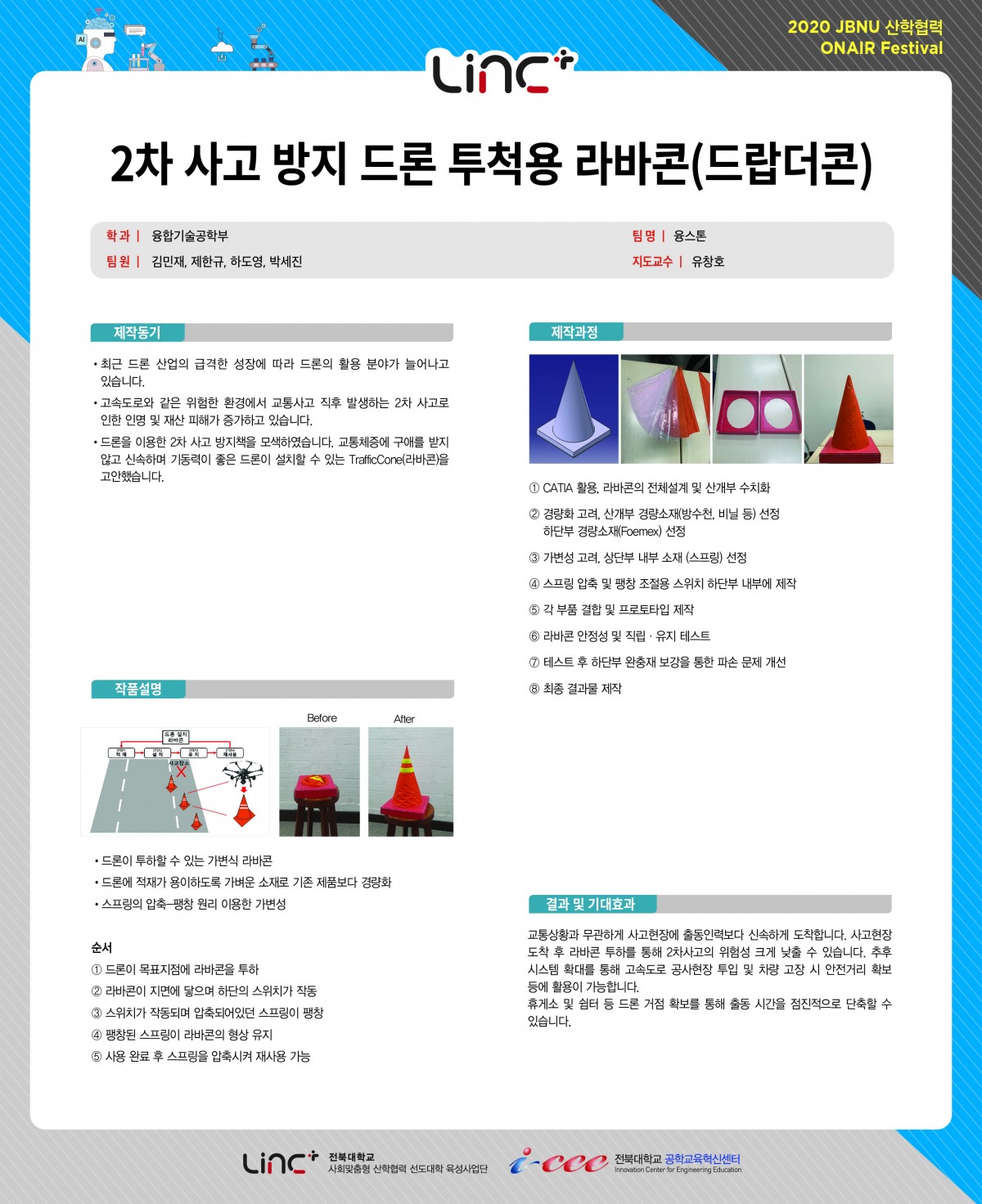 2차 사고 방지 드론 투척용 라바콘(드랍더콘)